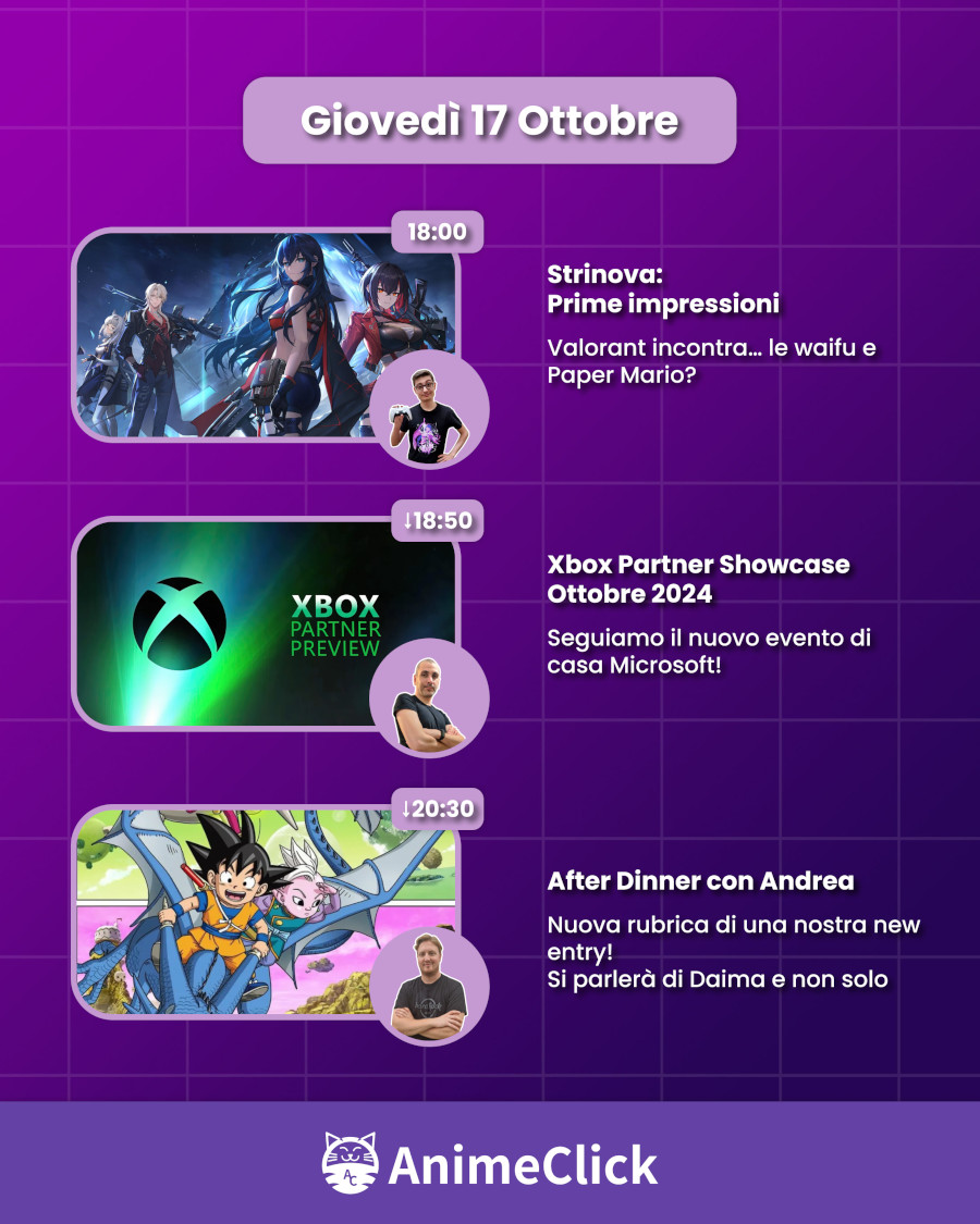 AnimeClick su Twitch: programma dal 14 al 20 ottobre AnimeClick su Twitch: programma dal 14 al 20 ottobre